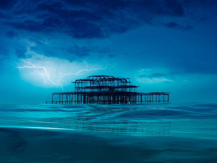 Storm. Thunder and lightning over the West Pier by Brian Roe