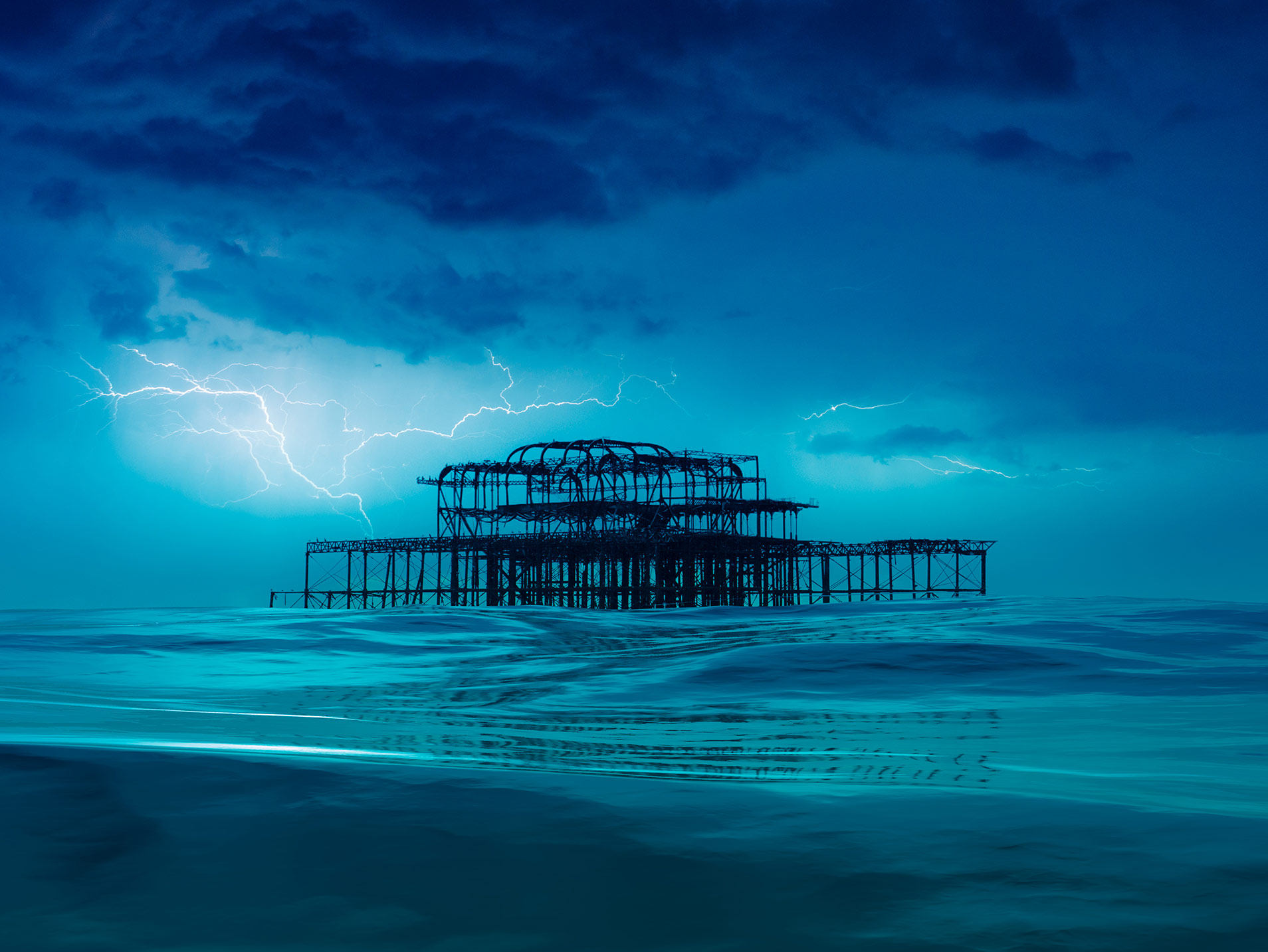 Storm. Thunder and Lightning over the West Pier by Brian Roe