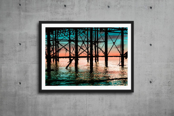 Framed Print - Palace Pier Brighton Iron Work in the Sunset by ©Brian Roe