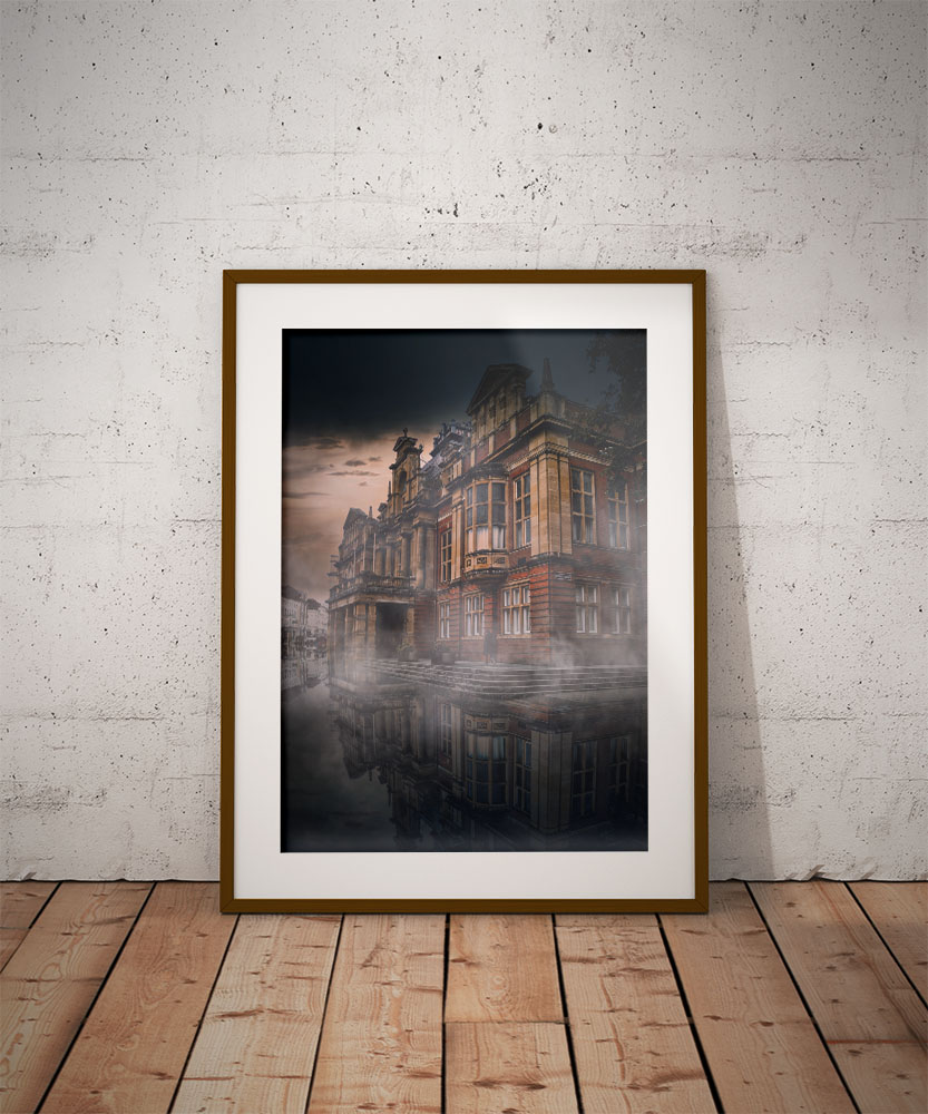 Leamington Spa Town Hall by Brian Roe in wooden-frame