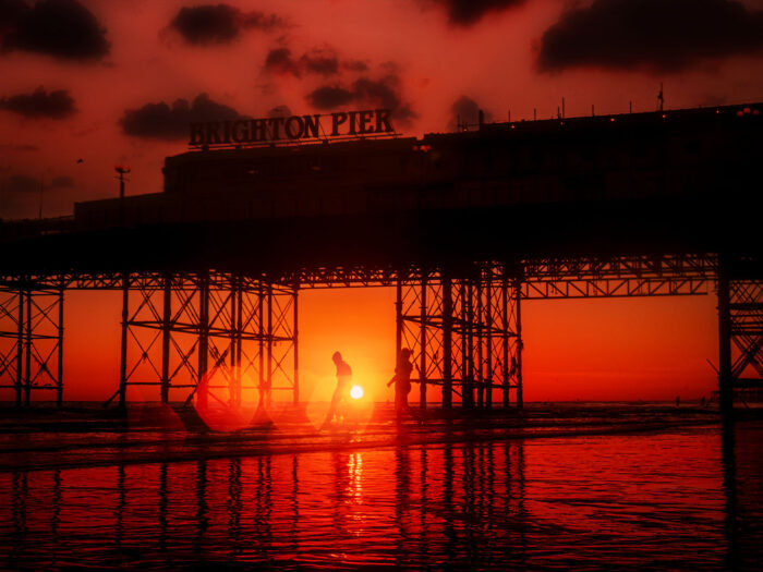 Palace Pier People in the sunset by Brian Roe