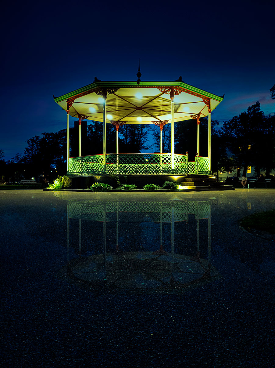 The Bandstand in the Pump Room Gardens in Leamington Spa. Photograph and composition by Brian Roe.