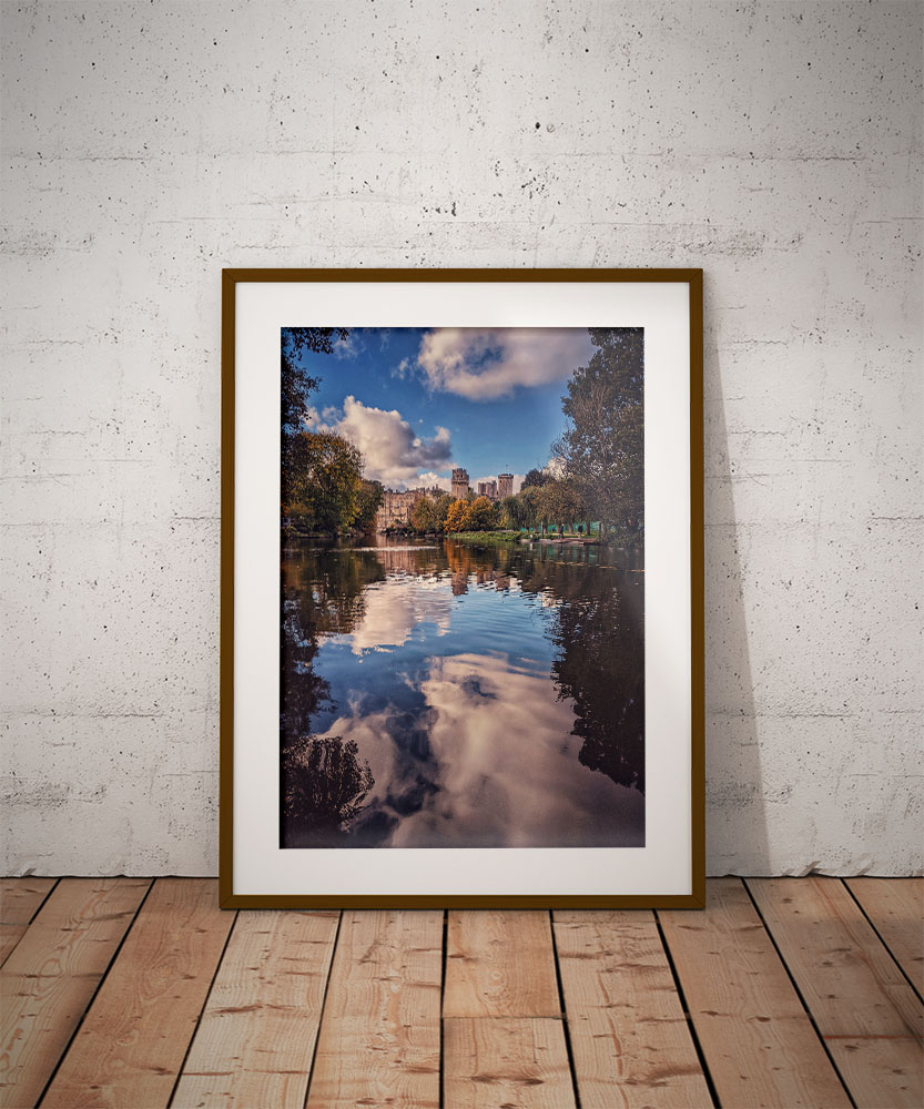 Warwick Castle in wooden frame by Brian Roe