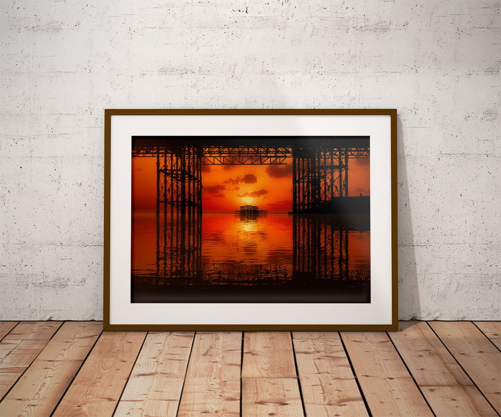 pier on pier by Brian Roe-wood-framed-flat