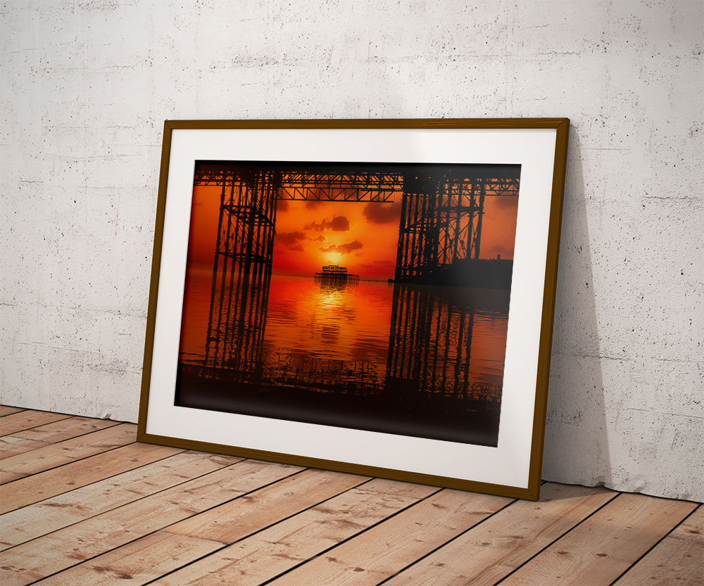 pier on pier by Brian Roe-wood-framed